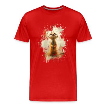 Suricates et animaux mignons - T-shirt bio Premium Homme - rouge - Devant - Damien (186cm)