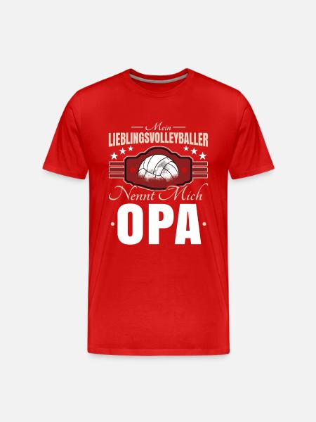 Volleyball Opa - Männer Premium Bio T-Shirt - Rot