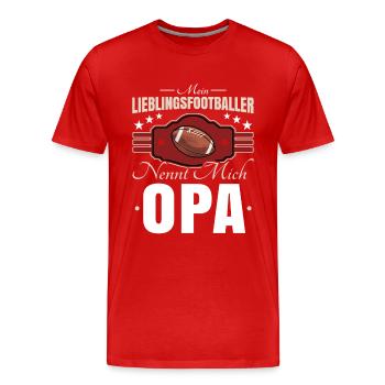 Football Opa - Männer Premium Bio T-Shirt - Rot - Vorne - Damien (186cm)