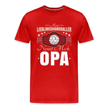 Handball Opa - Männer Premium Bio T-Shirt - Rot - Vorne - Damien (186cm)