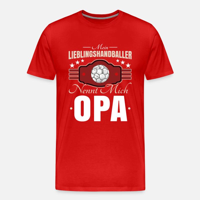 Handball Opa - Männer Premium Bio T-Shirt - Rot