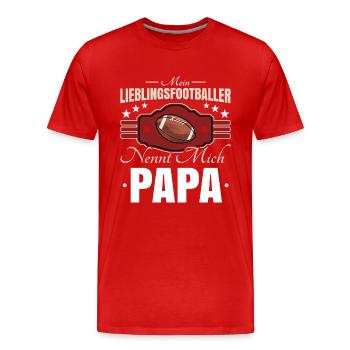Football Papa - Männer Premium Bio T-Shirt - Rot - Vorne - Damien (186cm)