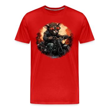 Ratte Motorrad / Motorradfahrer Ratten - Männer Premium Bio T-Shirt - Rot - Vorne - Damien (186cm)