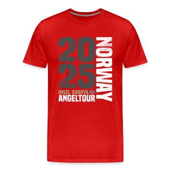 Soroya Norwegen Angeltour 2025 - Männer Premium Bio T-Shirt - Rot - Vorne - Damien (186cm)