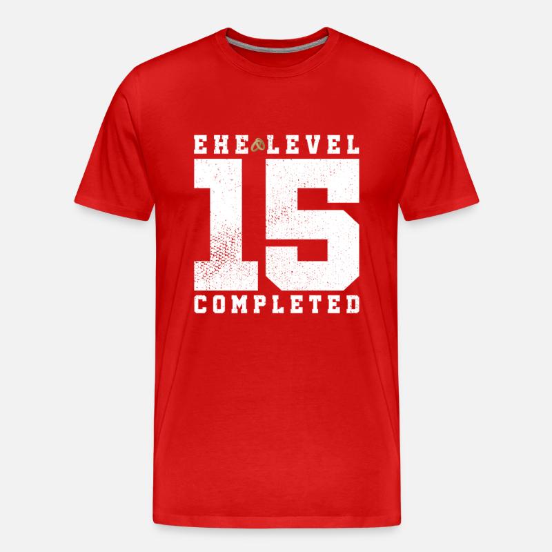 Ehe Level 15 Completed - Männer Premium Bio T-Shirt - Rot