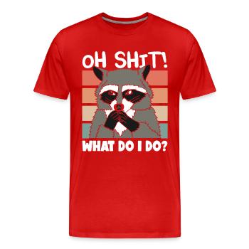 Raccoon Oh Shit Mignon Racoon Cadeau - T-shirt bio Premium Homme - rouge - Devant - Damien (186cm)