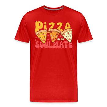 pizza is my soulmate cute kawaii pizza süße - Männer Premium Bio T-Shirt - Rot - Vorne - Damien (186cm)