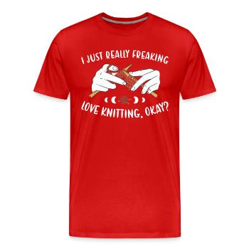 J'adore vraiment tricoter, d'accord ? tricot - T-shirt bio Premium Homme - rouge - Devant - Damien (186cm)