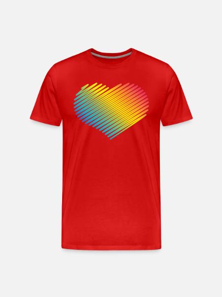Rainbow Heart (Love / Scribble) - Men's Premium Organic T-Shirt - red