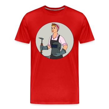 Welder outfit for welders - Men's Premium Organic T-Shirt - red - Front - Damien (186cm)