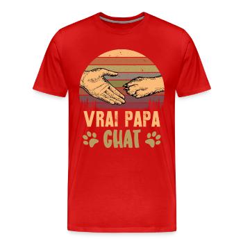 vrai papa chat - T-shirt bio Premium Homme - rouge - Devant - Damien (186cm)