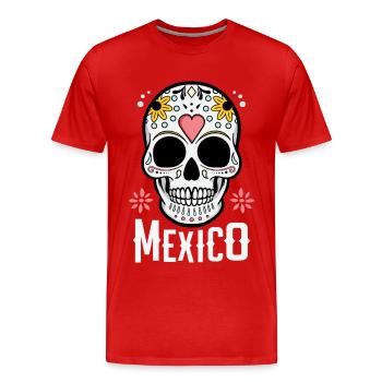 Sugar Skull Mexico - Men's Premium Organic T-Shirt - red - Front - Damien (186cm)