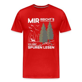 Spuren Lesen - Männer Premium Bio T-Shirt - Rot - Vorne - Damien (186cm)