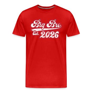 Big Bro Est 2026 - Men's Premium Organic T-Shirt - red - Front - Damien (186cm)
