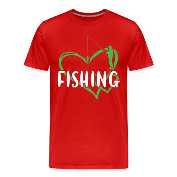 Pêche au cœur de pêcheur - T-shirt bio Premium Homme - rouge - Devant - Damien (186cm)