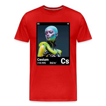AI am Cäsium (bk) - Männer Premium Bio T-Shirt - Rot - Vorne - Damien (186cm)