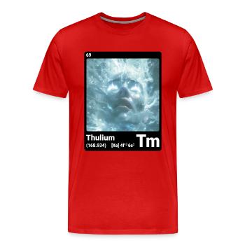 AI am Thulium (bk) - T-shirt bio Premium Homme - rouge - Devant - Damien (186cm)