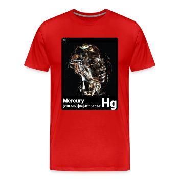 Mercure - Hg - Élément chimique 080 - T-shirt bio Premium Homme - rouge - Devant - Damien (186cm)