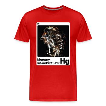 Mercure - Hg - Élément chimique 080 - T-shirt bio Premium Homme - rouge - Devant - Damien (186cm)