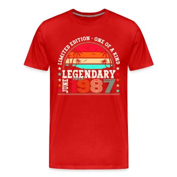 Légende Juin 1987 35ème Anniversaire Cadeau Hommes - T-shirt bio Premium Homme - rouge - Devant - Damien (186cm)
