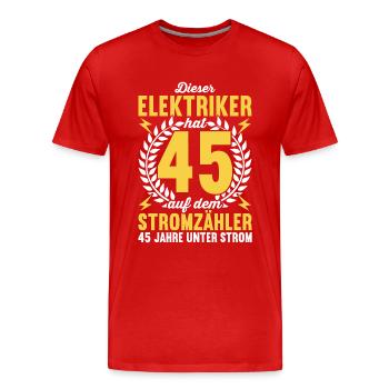 Elektriker Elektroinstallateur 45. Geburtstag - Männer Premium Bio T-Shirt - Rot - Vorne - Damien (186cm)