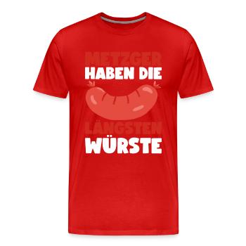 Metzger Fleischer Metzgermeister Fleischerin - Männer Premium Bio T-Shirt - Rot - Vorne - Damien (186cm)