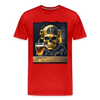 Beer Skull 0.6 - Men's Premium Organic T-Shirt - red - Front - Damien (186cm)