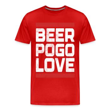 Bière Pogo Amour - T-shirt bio Premium Homme - rouge - Devant - Damien (186cm)