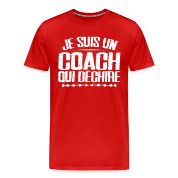 Ich bin ein Coach, der Humor und Humor liebt - Männer Premium Bio T-Shirt - Rot - Vorne - Damien (186cm)