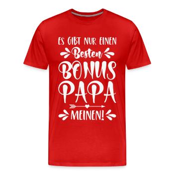 Es gibt nur einen besten Bonus Papa - Meinen! - Männer Premium Bio T-Shirt - Rot - Vorne - Damien (186cm)