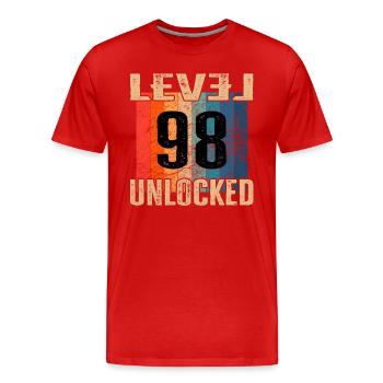 Birthday Happy Birthday Level Unlocked 98 years - Men's Premium Organic T-Shirt - red - Front - Damien (186cm)