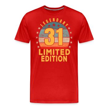 Anniversaire Légendaire 31 Ans Édition Limitée - T-shirt bio Premium Homme - rouge - Devant - Damien (186cm)