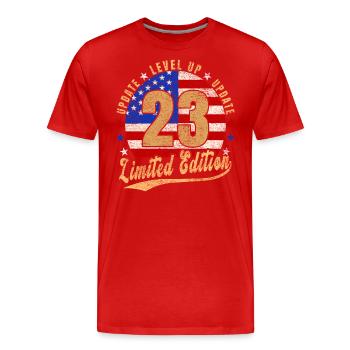 Mise à jour Level Up 23 Ans Édition Limitée - T-shirt bio Premium Homme - rouge - Devant - Damien (186cm)