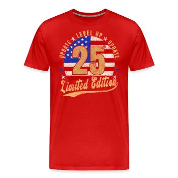 Update Level Up 25 Jahre Limited Edition USA - Männer Premium Bio T-Shirt - Rot - Vorne - Damien (186cm)