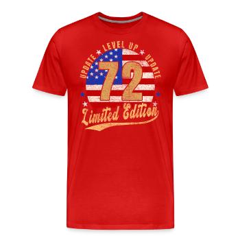 Mise à jour Level Up 72 Years Limited Edition USA - T-shirt bio Premium Homme - rouge - Devant - Damien (186cm)