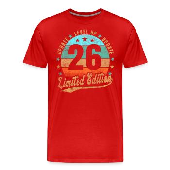 Mise à jour Level Up 26 ans Édition Limitée Rétro - T-shirt bio Premium Homme - rouge - Devant - Damien (186cm)