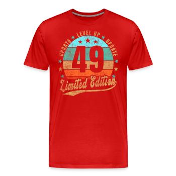 Mise à jour Level Up 49 Ans Édition Limitée Rétro - T-shirt bio Premium Homme - rouge - Devant - Damien (186cm)