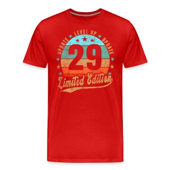 Mise à jour Level Up 29 Ans Édition Limitée Rétro - T-shirt bio Premium Homme - rouge - Devant - Damien (186cm)