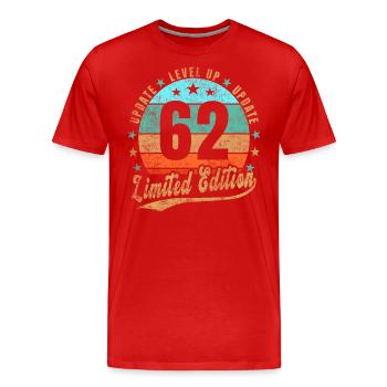 Mise à jour Level Up 62 Ans Édition Limitée Rétro - T-shirt bio Premium Homme - rouge - Devant - Damien (186cm)