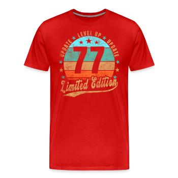 Mise à jour Level Up 77 ans Édition Limitée Rétro - T-shirt bio Premium Homme - rouge - Devant - Damien (186cm)