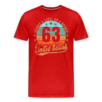 Mise à jour Level Up 63 Ans Édition Limitée Rétro - T-shirt bio Premium Homme - rouge - Devant - Damien (186cm)
