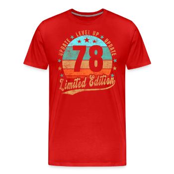 Mise à jour Level Up 78 ans Édition Limitée Rétro - T-shirt bio Premium Homme - rouge - Devant - Damien (186cm)