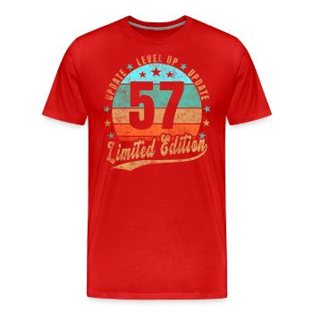 Mise à jour Level Up 57 Ans Édition Limitée Rétro - T-shirt bio Premium Homme - rouge - Devant - Damien (186cm)