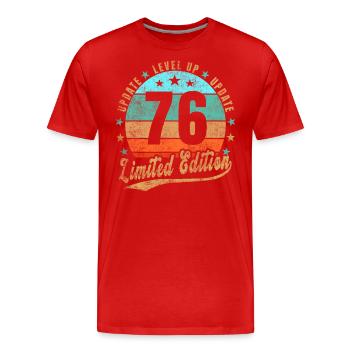 Mise à jour Level Up 76 ans Édition Limitée Rétro - T-shirt bio Premium Homme - rouge - Devant - Damien (186cm)