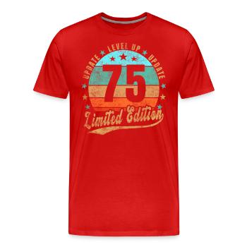 Mise à jour Level Up 75 Ans Édition Limitée Rétro - T-shirt bio Premium Homme - rouge - Devant - Damien (186cm)