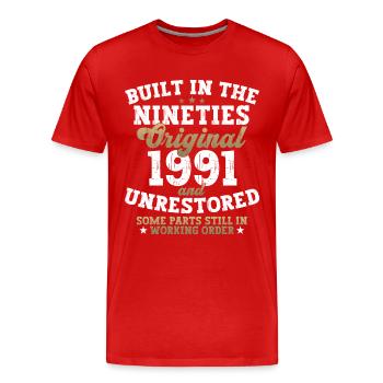 Construit dans les années quatre-vingt-dix 1991 31e anniversaire Hommes - T-shirt bio Premium Homme - rouge - Devant - Damien (186cm)