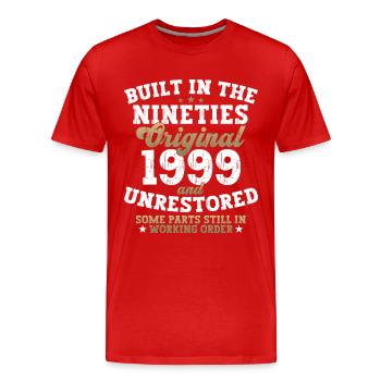 Construit dans les années quatre-vingt-dix 1999 23ème anniversaire hommes - T-shirt bio Premium Homme - rouge - Devant - Damien (186cm)
