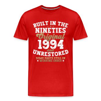 Built in the nineties 1994 28th birthday men - Men's Premium Organic T-Shirt - red - Front - Damien (186cm)