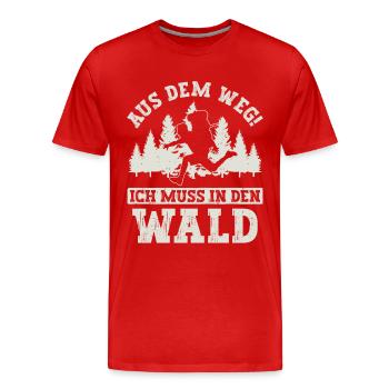 Aus dem Weg ich muss in den Wald - Wandern - Männer Premium Bio T-Shirt - Rot - Vorne - Damien (186cm)