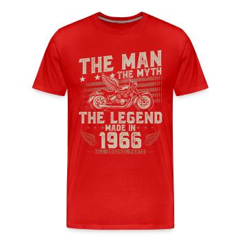 1966 Vintage homme mythe légende moto - T-shirt bio Premium Homme - rouge - Devant - Damien (186cm)